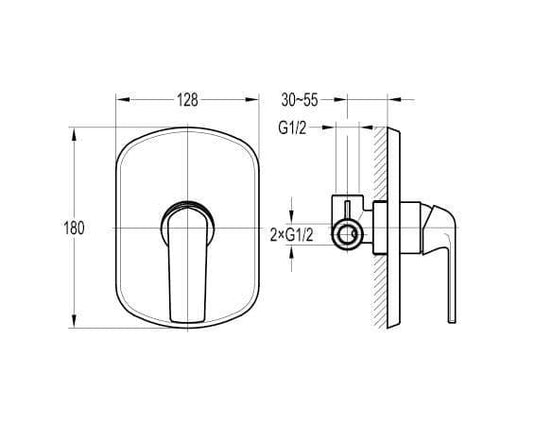 Flova Fusion Single Outlet Concealed Manual Mixer Valve with Large Cover Plate FNSHVO - Envy Bathrooms Ltd