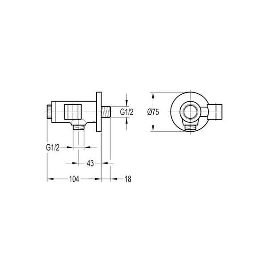 Flova GoClick Handset Holder With Flow Control – Round - KI124GO-V - Envy Bathrooms Ltd