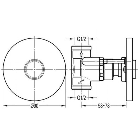 Flova GoClick® Concealed On/Off Valve – Round plate - GOCSV-RO-V - Envy Bathrooms Ltd