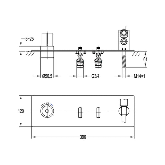 Flova GoSlide 2-Outlet Finishing Set with Handshower Brushed Bronze | BRO-GSL2KIT - Envy Bathrooms Ltd