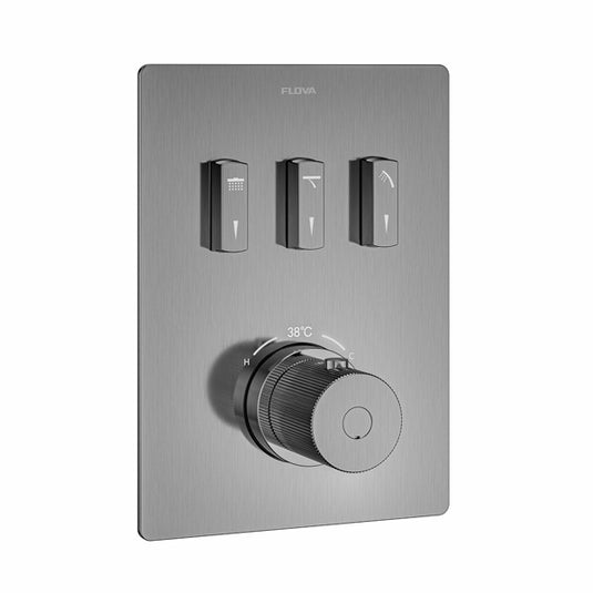 Flova GoSlide 3-Outlet Finishing Set Gun Metal | GM-GS3-TRIM - Envy Bathrooms Ltd