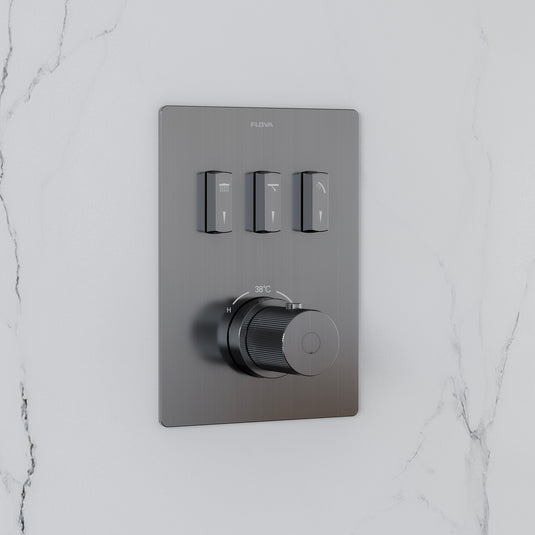 Flova GoSlide 3-Outlet Finishing Set Gun Metal | GM-GS3-TRIM - Envy Bathrooms Ltd