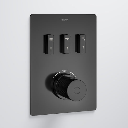 Flova GoSlide 3-Outlet Finishing Set Matt Black | MB-GS3-TRIM - Envy Bathrooms Ltd