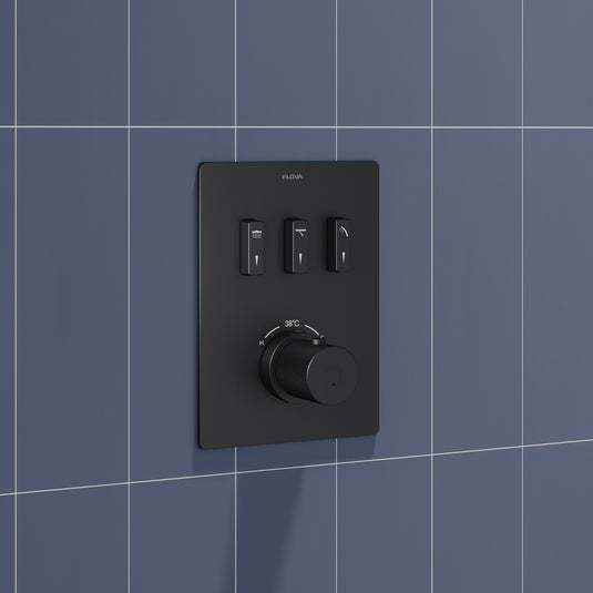 Flova GoSlide 3-Outlet Finishing Set Matt Black | MB-GS3-TRIM - Envy Bathrooms Ltd