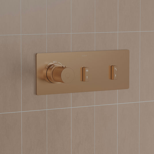 Flova GoSlide Landscape 2-Outlet Finishing Set Brushed Bronze | BRO-GSL2-TRIM - Envy Bathrooms Ltd