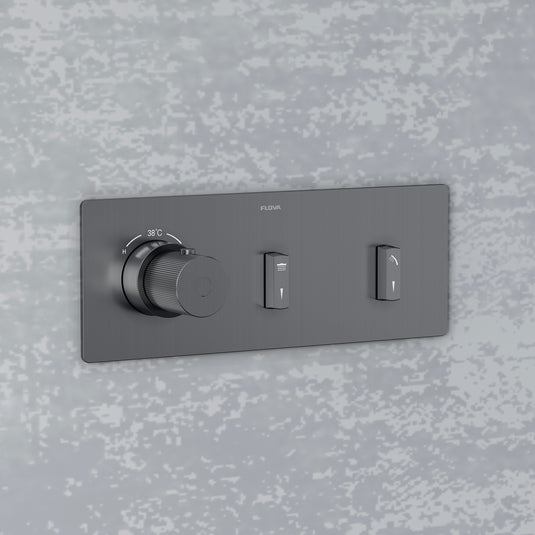 Flova GoSlide Landscape 2-Outlet Finishing Set Gun Metal | GM-GSL2-TRIM - Envy Bathrooms Ltd