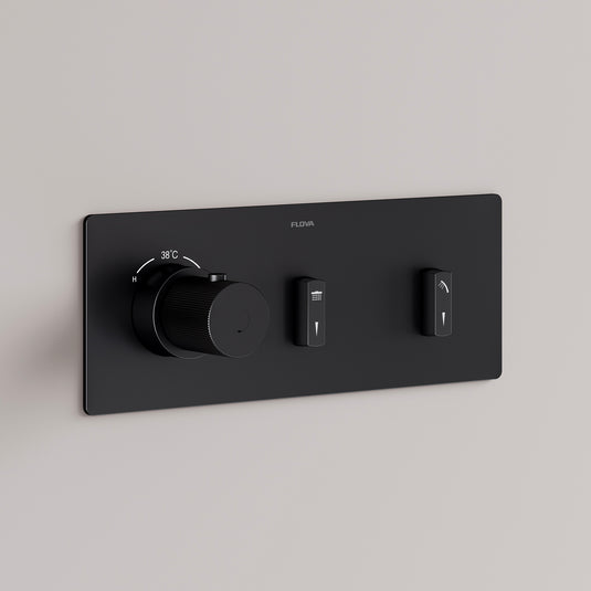 Flova GoSlide Landscape 2-Outlet Finishing Set Matt Black | MB-GSL2-TRIM - Envy Bathrooms Ltd