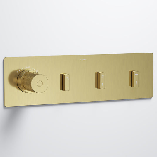 Flova GoSlide Landscape 3-Outlet Concealed Shower Finishing Set Brushed Brass | BRB-GSL3-TRIM - Envy Bathrooms Ltd