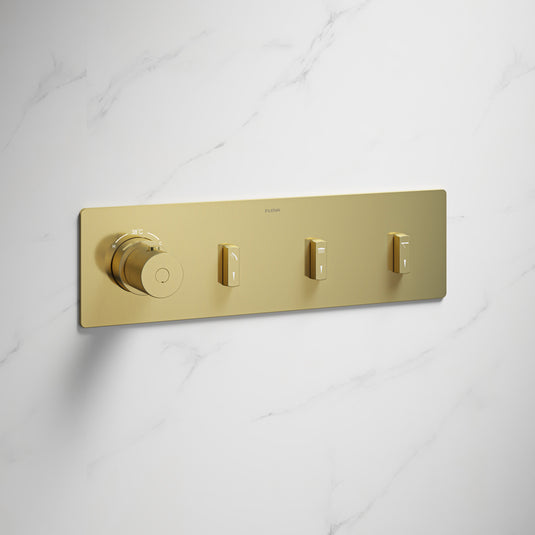 Flova GoSlide Landscape 3-Outlet Concealed Shower Finishing Set Brushed Brass | BRB-GSL3-TRIM - Envy Bathrooms Ltd