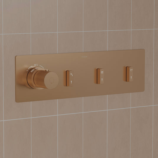 Flova GoSlide Landscape 3-Outlet Finishing Set Brushed Bronze | BRO-GSL3-TRIM - Envy Bathrooms Ltd