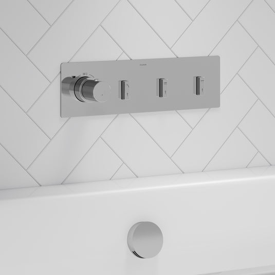 Flova GoSlide Landscape 3-Outlet Finishing Set Diamond Chrome | GSL3-TRIM - Envy Bathrooms Ltd