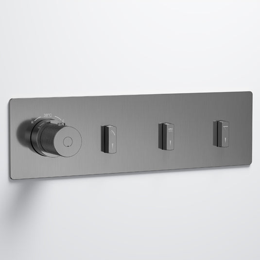 Flova GoSlide Landscape 3-Outlet Finishing Set Gun Metal | GM-GSL3-TRIM - Envy Bathrooms Ltd