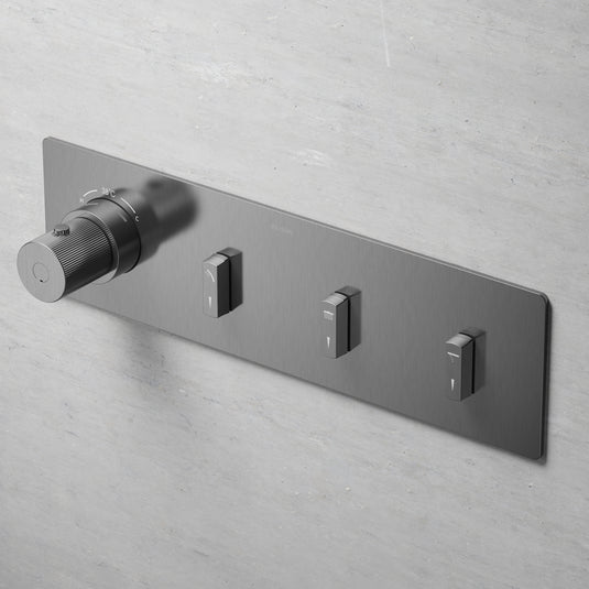 Flova GoSlide Landscape 3-Outlet Finishing Set Gun Metal | GM-GSL3-TRIM - Envy Bathrooms Ltd