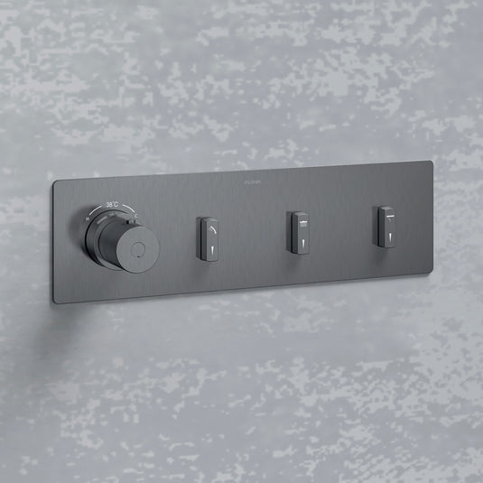 Flova GoSlide Landscape 3-Outlet Finishing Set Gun Metal | GM-GSL3-TRIM - Envy Bathrooms Ltd
