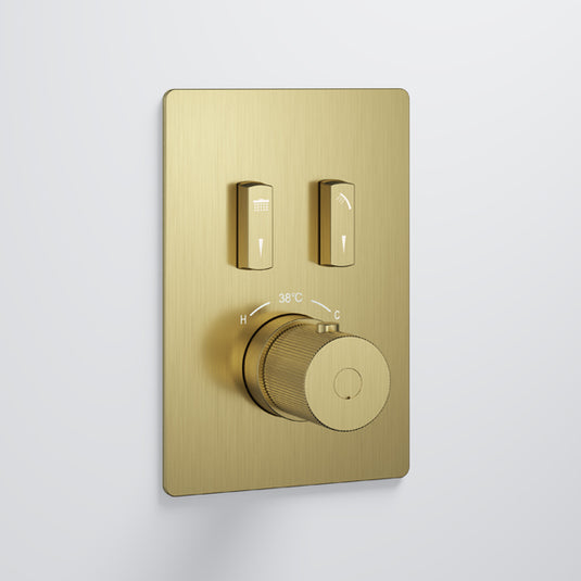 Flova GoSlide Mini 2-outlet Finishing Set Brushed Brass | BRB-GS2-TRIM - Envy Bathrooms Ltd