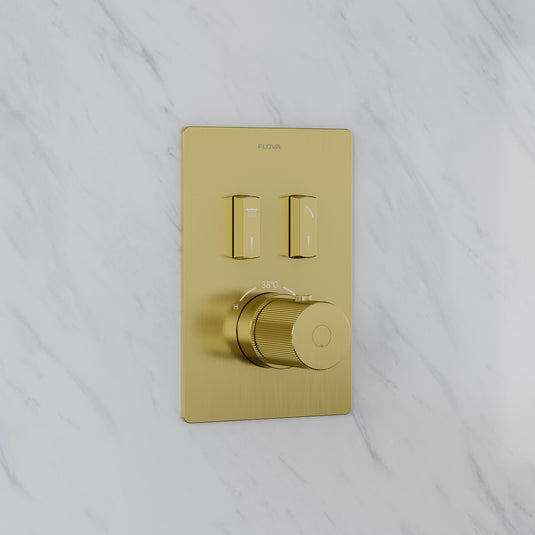 Flova GoSlide Mini 2-outlet Finishing Set Brushed Brass | BRB-GS2-TRIM - Envy Bathrooms Ltd