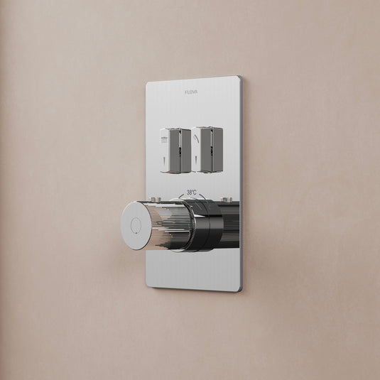 Flova GoSlide Mini 2-Outlet Finishing Set Diamond Chrome | GS2-TRIM - Envy Bathrooms Ltd