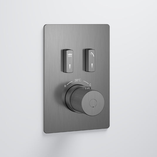 Flova GoSlide Mini 2-Outlet Finishing Set Gun Metal | GM-GS2-TRIM - Envy Bathrooms Ltd
