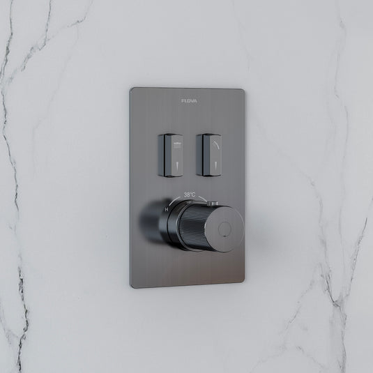 Flova GoSlide Mini 2-Outlet Finishing Set Gun Metal | GM-GS2-TRIM - Envy Bathrooms Ltd