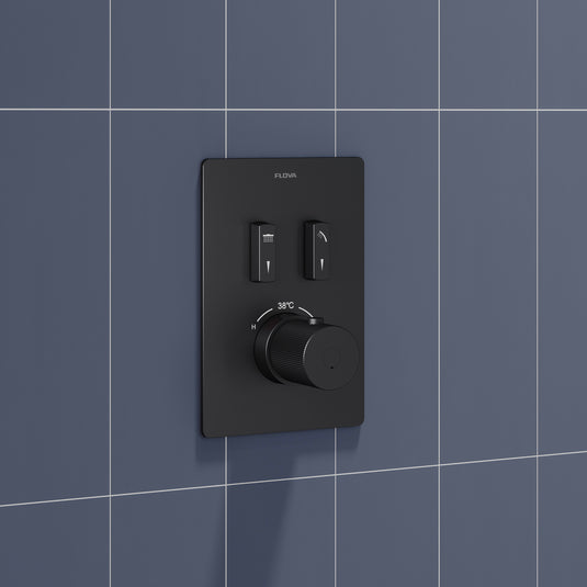 Flova GoSlide Mini 2-Outlet Finishing Set Matt Black | MB-GS2-TRIM - Envy Bathrooms Ltd