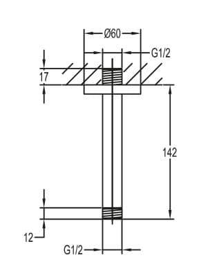 Flova Levo 120mm Ceiling Mounted Shower Arm - KI08 - Envy Bathrooms Ltd