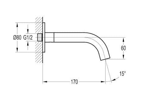 Flova Levo 170mm Wall Mounted Bath Spout Tap - LVSPOUT - Envy Bathrooms Ltd