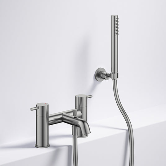 Flova Levo 2-Hole Deck Mounted Bath Shower Mixer Brushed Nickel | BN-LVBSM - Envy Bathrooms Ltd