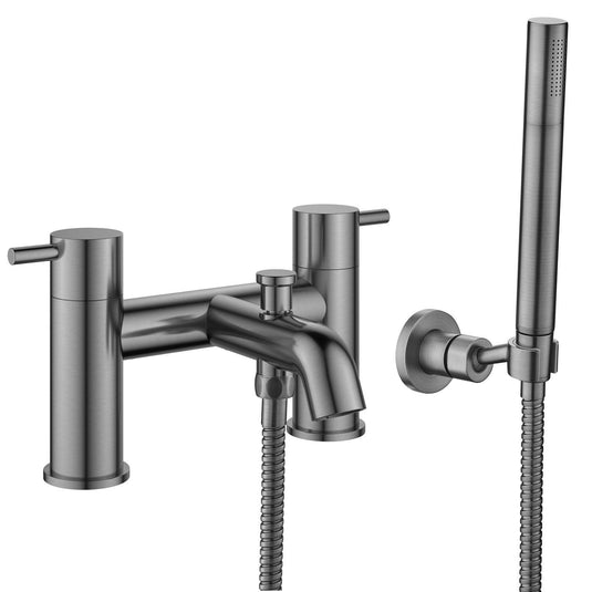 Flova Levo 2-Hole Deck Mounted Bath Shower Mixer Tap – Gun Metal - GM-LVBSM - Envy Bathrooms Ltd