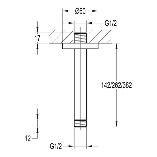 Flova Levo 240mm Ceiling Mounted Shower Arm - KI08A - Envy Bathrooms Ltd