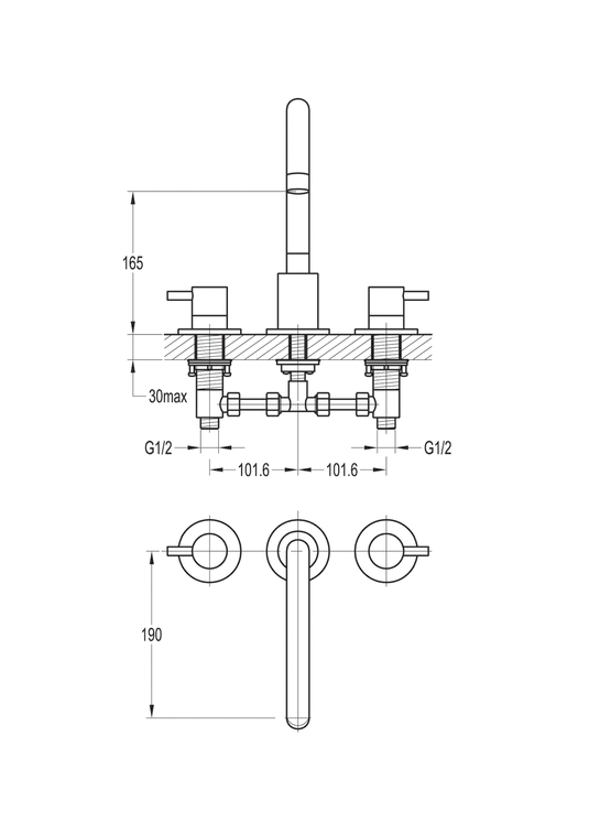 Flova Levo 3 Hole Bath Filler Tap LV3HBF - Envy Bathrooms Ltd
