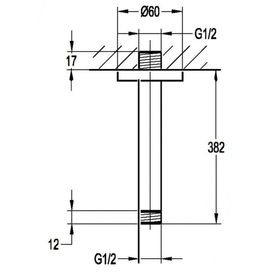 Flova Levo 360mm Ceiling Mounted Shower Arm - KI08B - Envy Bathrooms Ltd