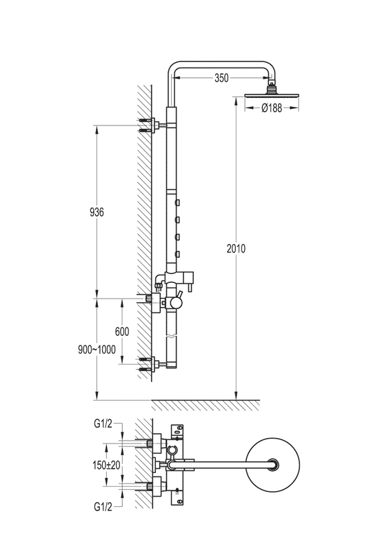 Flova Levo Complete Thermostatic Shower Set with Overhead Shower, Handset Kit & Body Jets LVSP - Envy Bathrooms Ltd