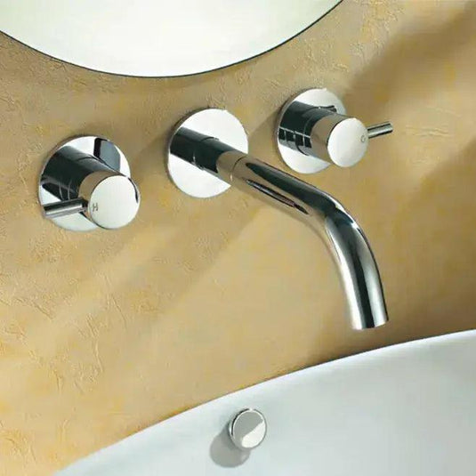 Flova Levo Concealed 3 Hole Wall Mounted Basin Mixer Tap with Clicker Waste LV3HWMBAS - Envy Bathrooms Ltd