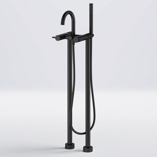 Flova Levo Floor Standing Bath and Shower Mixer Matt Black | MB-LVTBSM - Envy Bathrooms Ltd
