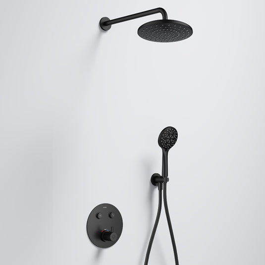 Flova Levo GoClick Round Shower Pack With ABS Rainshower Matt Black | MB-LVGC2PK1-RO - Envy Bathrooms Ltd