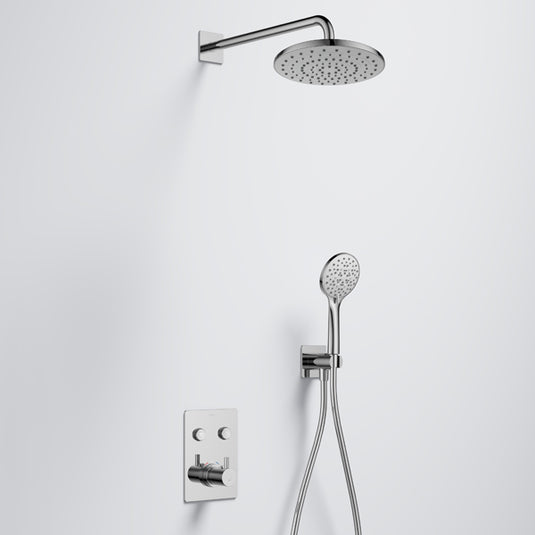 Flova Levo GoClick Square Shower Pack ABS Rainshower and Handshower Kit Diamond Chrome | LVGC2PK1-SQ - Envy Bathrooms Ltd