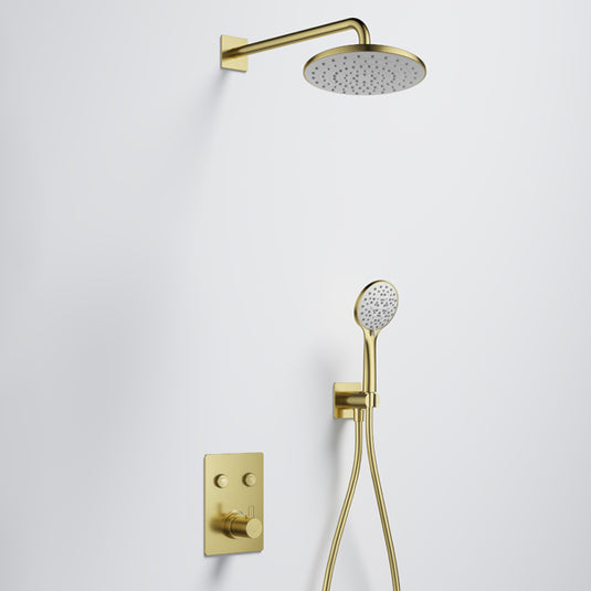 Flova Levo GoClick Square Shower Pack Brushed Brass | BRB-LVGC2PK1-SQ - Envy Bathrooms Ltd