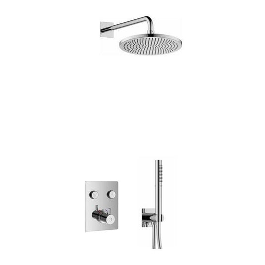 Flova Levo GoClick Square Shower Pack With Air-Mixed RainShower And HandShower Kit – Diamond Chrome - LV2PK2-SQ - Envy Bathrooms Ltd