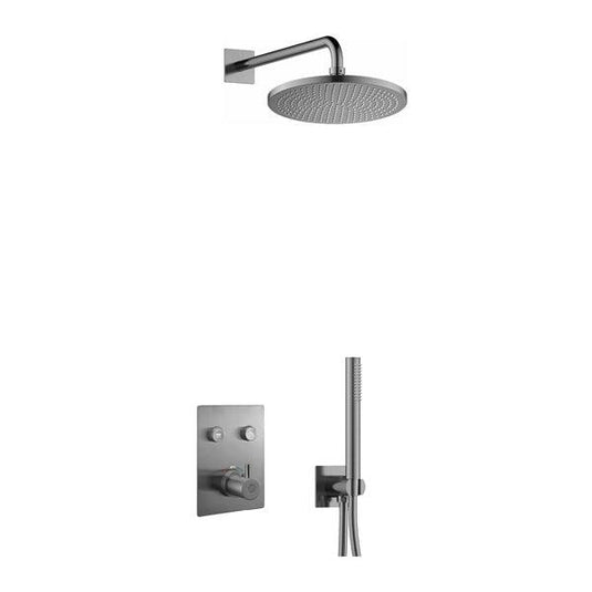 Flova Levo GoClick Square Shower Pack With Air-Mixed RainShower And HandShower Kit – Gun Metal - GM-LV2PK2-SQ - Envy Bathrooms Ltd