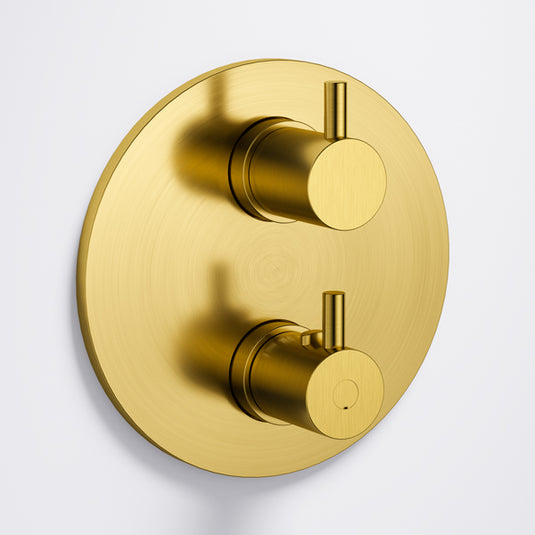 Flova Levo GoTurn Round Shower Pack Brushed Gold | BG-LVGT2PK2-RO - Envy Bathrooms Ltd