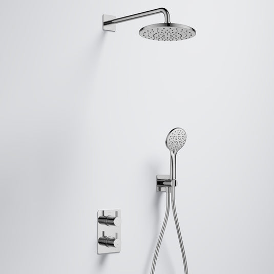 Flova Levo GoTurn Square Shower Pack ABS Rainshower Handshower Diamond Chrome | LVGT2PK1-SQ - Envy Bathrooms Ltd
