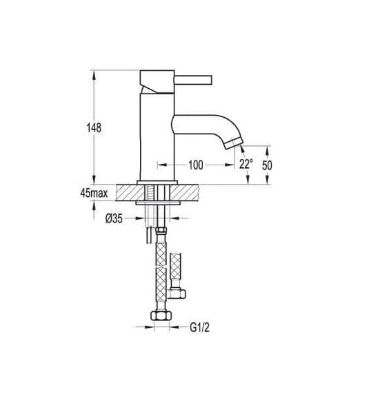 Flova Levo Mono Basin Mixer Tap with Clicker Waste LVBAS - Envy Bathrooms Ltd