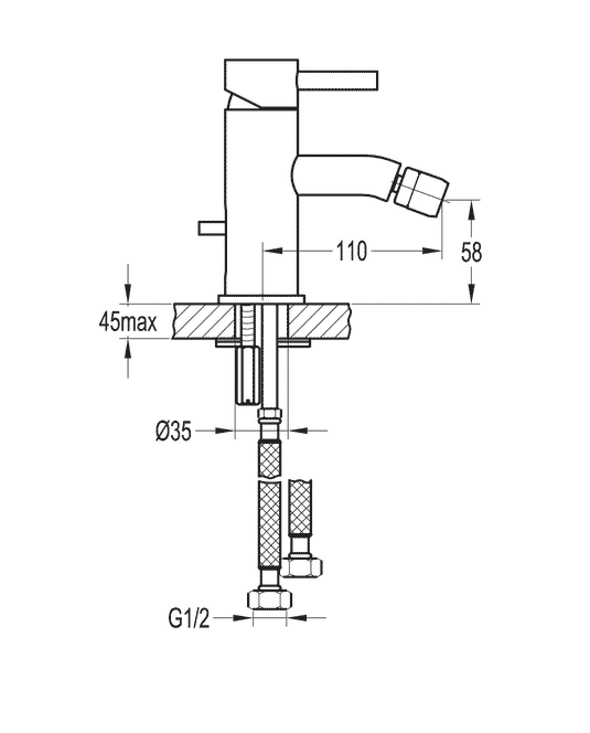 Flova Levo Mono Bidet Mixer Tap with Clicker Waste LVBID - Envy Bathrooms Ltd