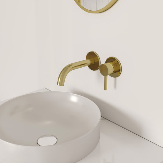 Flova Levo Round 170mm Wall-Mounted Bath Spout Brushed Brass | BRB-LVSPOUT - Envy Bathrooms Ltd