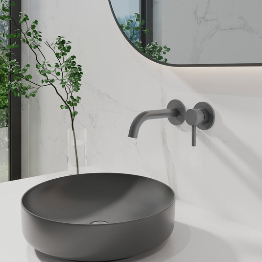 Flova Levo Round 170mm Wall-Mounted Bath Spout Gun Metal | GM-LVSPOUT - Envy Bathrooms Ltd