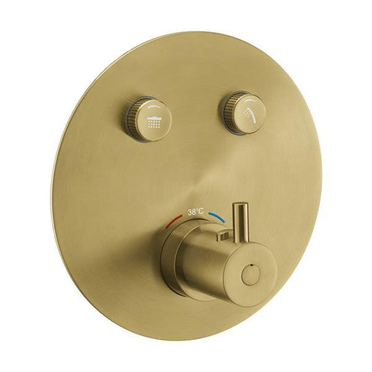 Flova Levo Round 2-Outlet GoClick Finishing Set – Brushed Brass - BRB-LVGO-2-RO - Envy Bathrooms Ltd