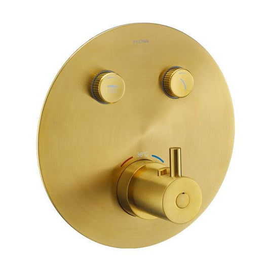 Flova Levo Round 2-Outlet GoClick Finishing Set – Brushed Gold - BG-LVGO-2-RO - Envy Bathrooms Ltd