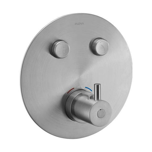 Flova Levo Round 2-Outlet GoClick Finishing Set – Brushed Nickel - BN-LVGO-2-RO - Envy Bathrooms Ltd