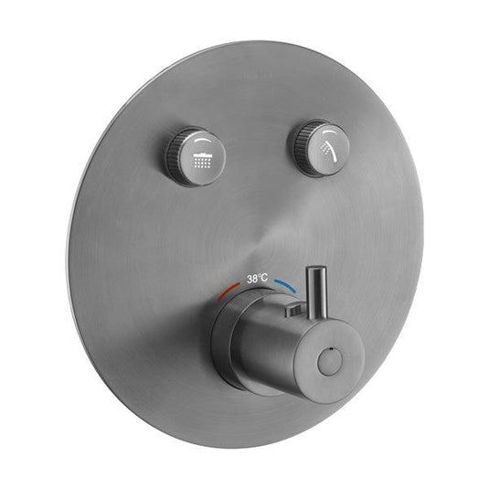 Flova Levo Round 2-Outlet GoClick Finishing Set – Gun Metal - GM-LVGO-2-RO - Envy Bathrooms Ltd