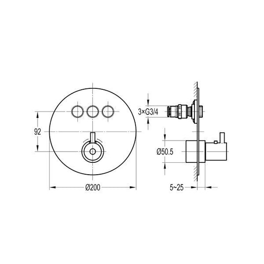Flova Levo round 3-Outlet GoClick Finishing Set – Diamond Chrome - LVGO-3-RO - Envy Bathrooms Ltd